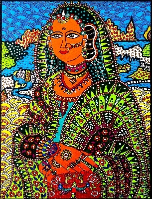 Monalisa in Madhubani Art