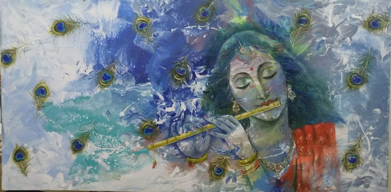 Radha with Flute Rhythm n Peacock Feather