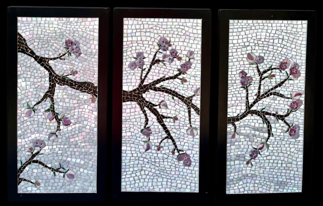 Cherry Blossoms in triple split canvas